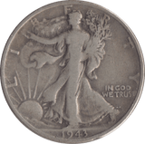 1943 SILVER HALF DOLLAR USA - SILVER WORLD COINS - Cambridgeshire Coins