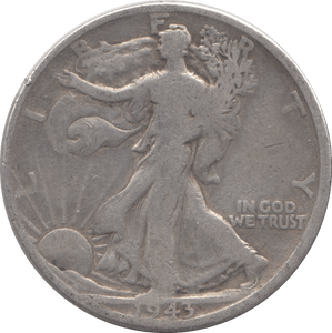 1943 SILVER HALF DOLLAR USA - SILVER WORLD COINS - Cambridgeshire Coins