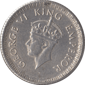 1943 SILVER INDIA 1/4 RUPEE - SILVER WORLD COINS - Cambridgeshire Coins