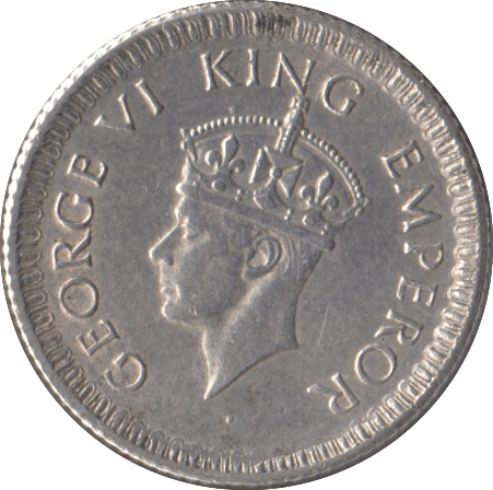 1943 SILVER INDIA 1/4 RUPEE - SILVER WORLD COINS - Cambridgeshire Coins
