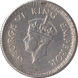 1943 SILVER INDIA 1/4 RUPEE - SILVER WORLD COINS - Cambridgeshire Coins