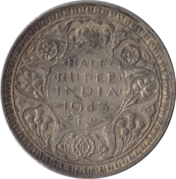1943 SILVER INDIA HALF RUPEE - SILVER WORLD COINS - Cambridgeshire Coins