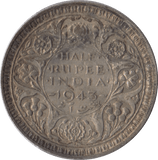 1943 SILVER INDIA HALF RUPEE - SILVER WORLD COINS - Cambridgeshire Coins