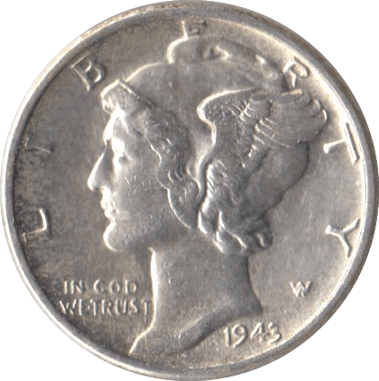 1943 SILVER ONE DIME USA - SILVER WORLD COINS - Cambridgeshire Coins