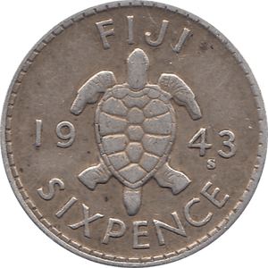 1943 SILVER SIXPENCE GEORGE VI FIJI REF H82 - WORLD SILVER COINS - Cambridgeshire Coins