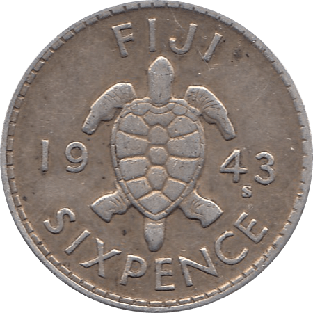 1943 SILVER SIXPENCE GEORGE VI FIJI REF H82 - WORLD SILVER COINS - Cambridgeshire Coins