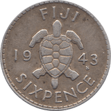 1943 SILVER SIXPENCE GEORGE VI FIJI REF H82 - WORLD SILVER COINS - Cambridgeshire Coins