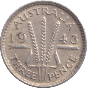 1943 SILVER THREEPENCE AUSTRALIA - SILVER WORLD COINS - Cambridgeshire Coins