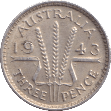 1943 SILVER THREEPENCE AUSTRALIA - SILVER WORLD COINS - Cambridgeshire Coins