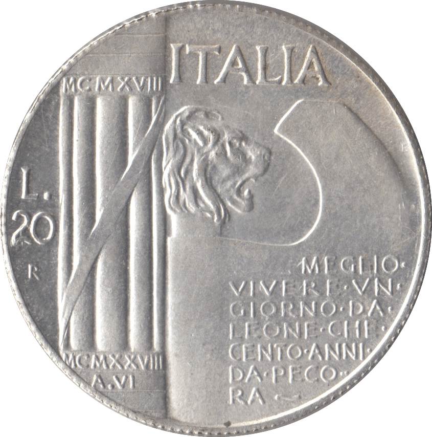 1943 SILVER TWENTY LIRA ITALY - WORLD COINS - Cambridgeshire Coins