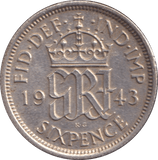 1943 SIXPENCE ( AUNC ) - Sixpence - Cambridgeshire Coins