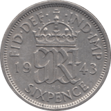 1943 SIXPENCE ( EF ) 1 - Sixpence - Cambridgeshire Coins