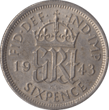 1943 SIXPENCE ( EF ) - Sixpence - Cambridgeshire Coins