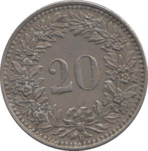 1943 SWITZERLAND 20 RAPPEN - WORLD COINS - Cambridgeshire Coins