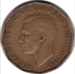 1943 THREEPENCE (FINE OR BETTER ) BRASS - Threepence - Cambridgeshire Coins