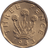 1943 THREEPENCE ( UNC ) 2 - Threepence - Cambridgeshire Coins