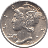 1943 USA SILVER DIME SAN FRANCISCO MINT - SILVER WORLD COINS - Cambridgeshire Coins