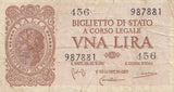 1944 1 LIRE BANKNOTE ITALY ( REF 274 ) - World Banknotes - Cambridgeshire Coins