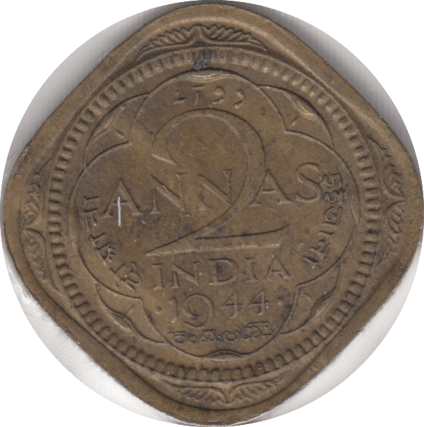 1944 2 ANNAS INDIA - WORLD COINS - Cambridgeshire Coins