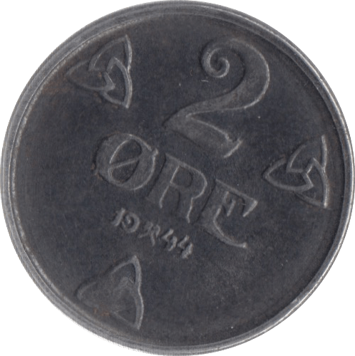 1944 2 ORE GERMAN OCCUPATION WWII NORWAY - WORLD COINS - Cambridgeshire Coins
