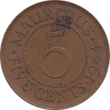 1944 5 CENTS MAURITIUS REF H153 - WORLD COINS - Cambridgeshire Coins