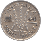 1944 AUSTRALIA SILVER THREEPENCE - SILVER WORLD COINS - Cambridgeshire Coins