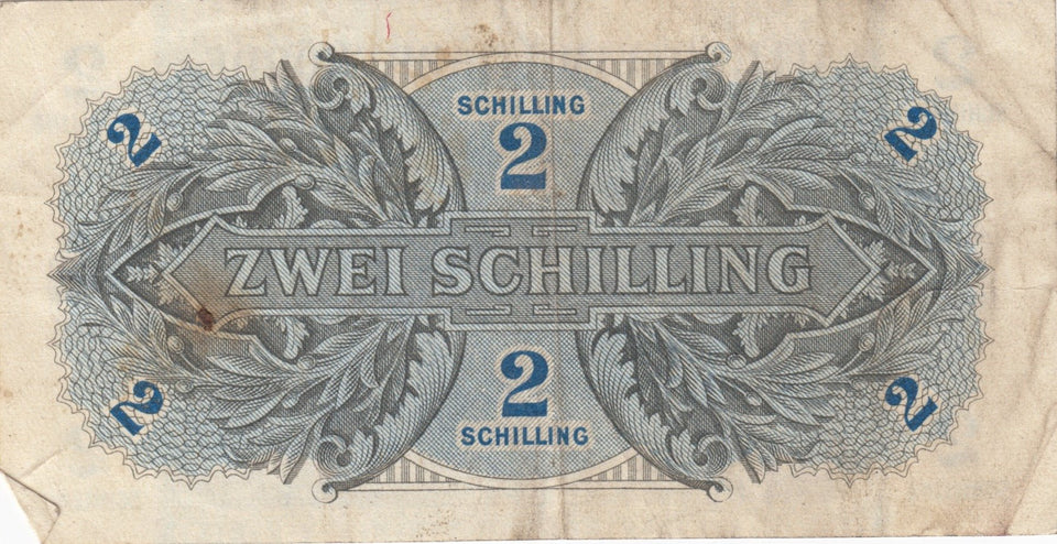 1944 AUSTRIAN ALLIED MILITARY BANKNOTE 2 SCHILLING REF 1373 - World Banknotes - Cambridgeshire Coins