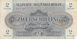 1944 AUSTRIAN ALLIED MILITARY BANKNOTE 2 SCHILLING REF 1373 - World Banknotes - Cambridgeshire Coins