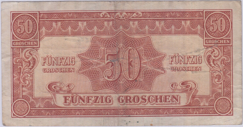 1944 AUSTRIAN ALLIED MILITARY BANKNOTE 50 GROSCHEN REF 1435 - World Banknotes - Cambridgeshire Coins