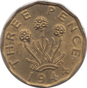 1944 BRASS THREEPENCE ( BU ) 4 - Threepence - Cambridgeshire Coins