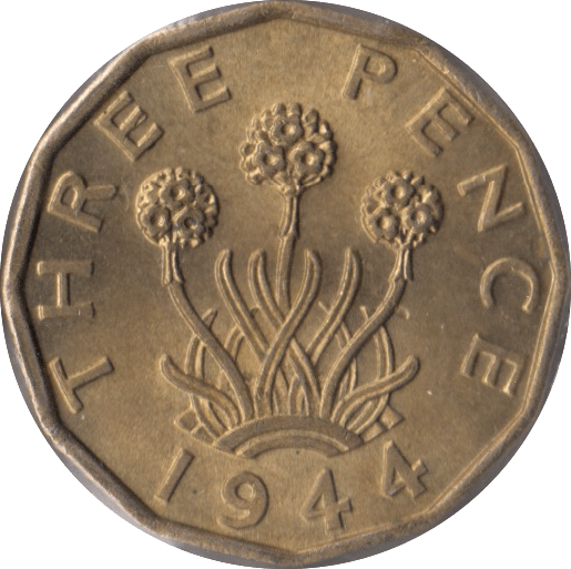 1944 BRASS THREEPENCE ( BU ) - Threepence - Cambridgeshire Coins