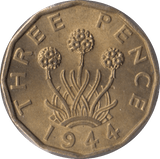 1944 BRASS THREEPENCE ( BU ) - Threepence - Cambridgeshire Coins