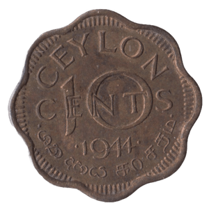 1944 CEYLON 10 CENTS - WORLD COINS - Cambridgeshire Coins