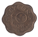 1944 CEYLON 10 CENTS - WORLD COINS - Cambridgeshire Coins