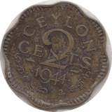 1944 CEYLON 2 CENTS - WORLD COINS - Cambridgeshire Coins