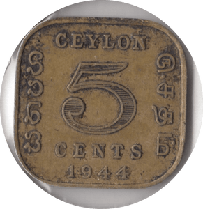 1944 CEYLON 5 CENTS - WORLD COINS - Cambridgeshire Coins