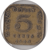 1944 CEYLON 5 CENTS - WORLD COINS - Cambridgeshire Coins