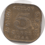 1944 CEYLON 5 CENTS - WORLD COINS - Cambridgeshire Coins