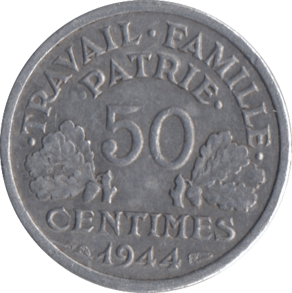 1944 FRANCE 50 CENTIMES - WORLD COINS - Cambridgeshire Coins