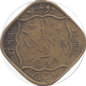 1944 INDIA 1/2 RUPEE - WORLD COINS - Cambridgeshire Coins