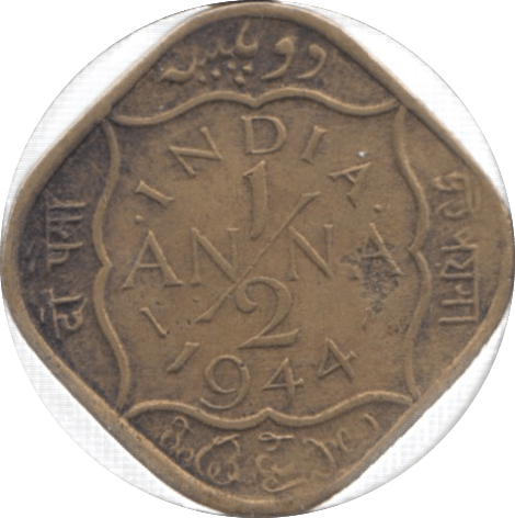 1944 INDIA 1/2 RUPEE - WORLD COINS - Cambridgeshire Coins