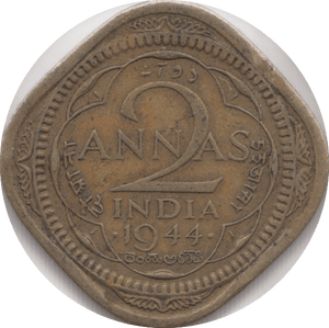1944 INDIA TWO ANNA - WORLD COINS - Cambridgeshire Coins