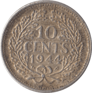 1944 SILVER 10 CENTS NETHERLANDS - SILVER WORLD COINS - Cambridgeshire Coins