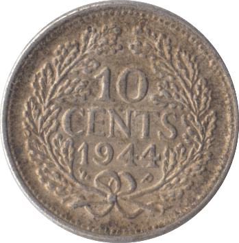 1944 SILVER 10 CENTS NETHERLANDS - SILVER WORLD COINS - Cambridgeshire Coins