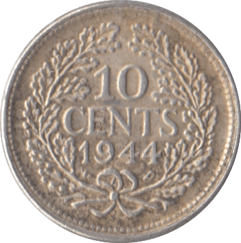 1944 SILVER 10 CENTS NETHERLANDS - SILVER WORLD COINS - Cambridgeshire Coins
