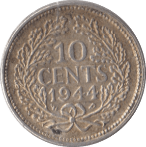 1944 SILVER 10 CENTS NETHERLANDS - SILVER WORLD COINS - Cambridgeshire Coins