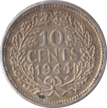 1944 SILVER 10 CENTS NETHERLANDS - SILVER WORLD COINS - Cambridgeshire Coins