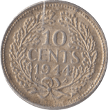 1944 SILVER 10 CENTS NETHERLANDS - SILVER WORLD COINS - Cambridgeshire Coins