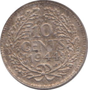 1944 SILVER 10 CENTS NETHERLANDS - WORLD SILVER COINS - Cambridgeshire Coins