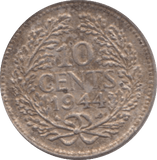 1944 SILVER 10 CENTS NETHERLANDS - WORLD SILVER COINS - Cambridgeshire Coins